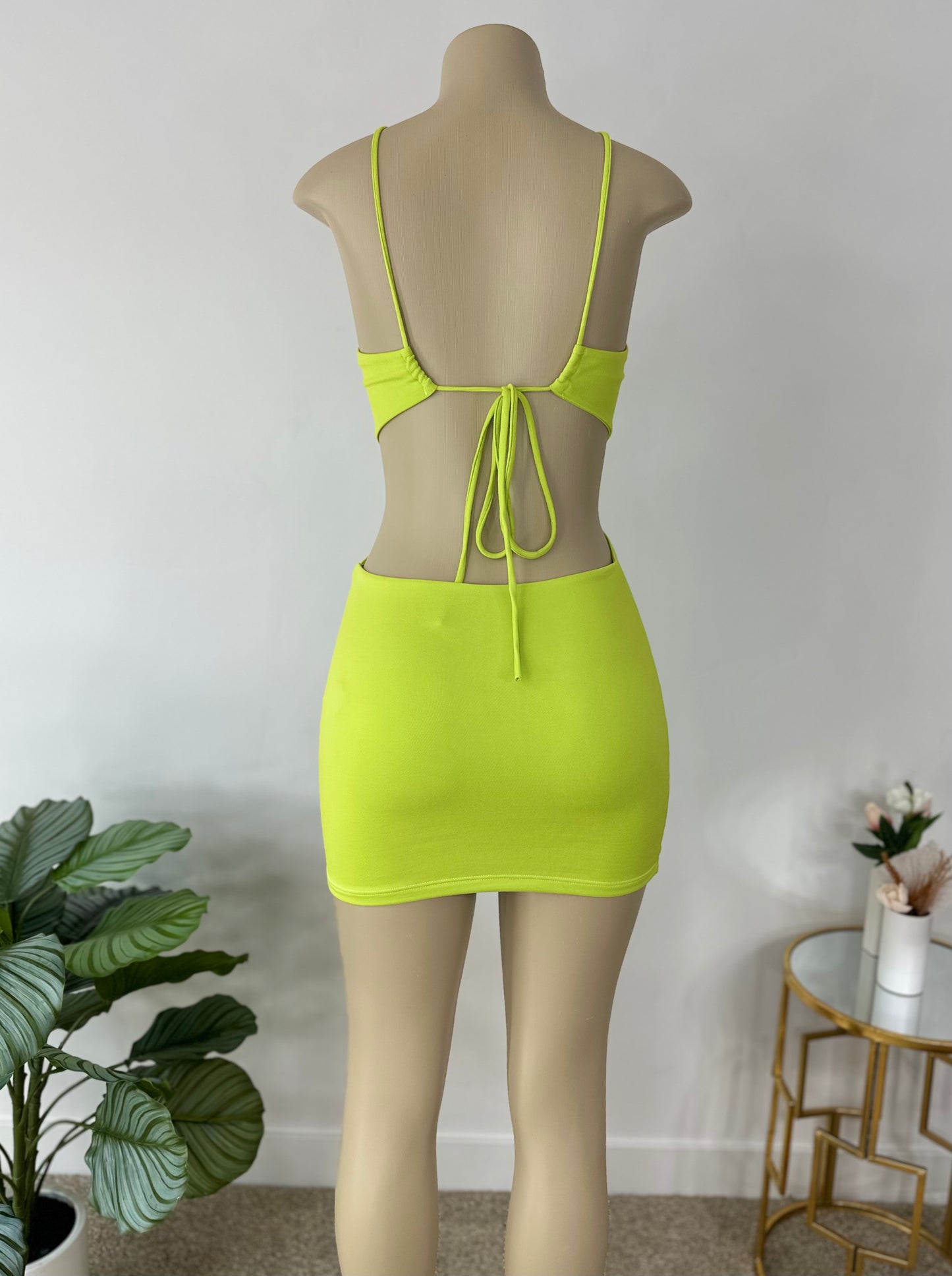 Lime Side Cut Mini Dress