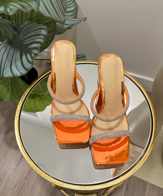 Orange Rhinestone Heel