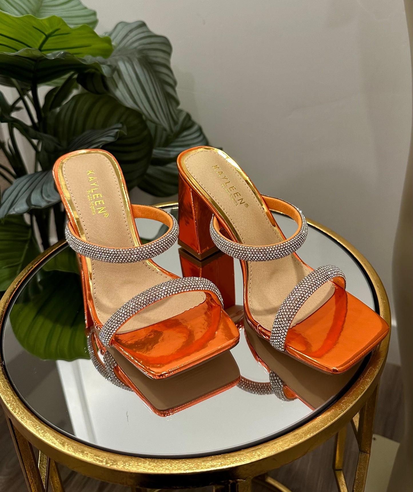Orange Rhinestone Heel