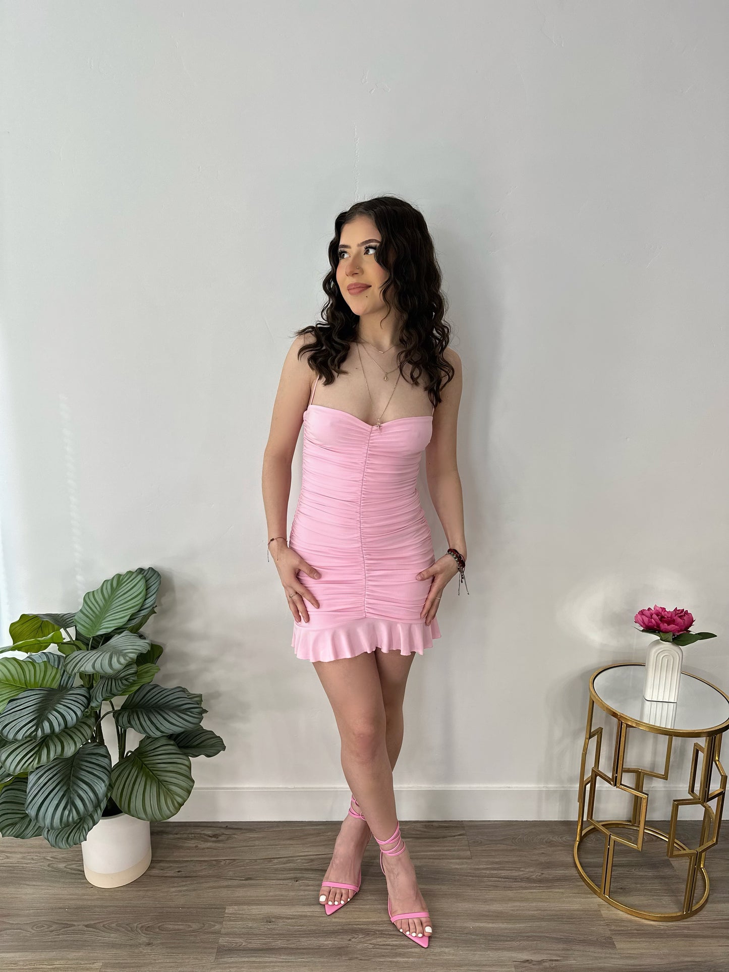 Halter Ruched Mini Dress