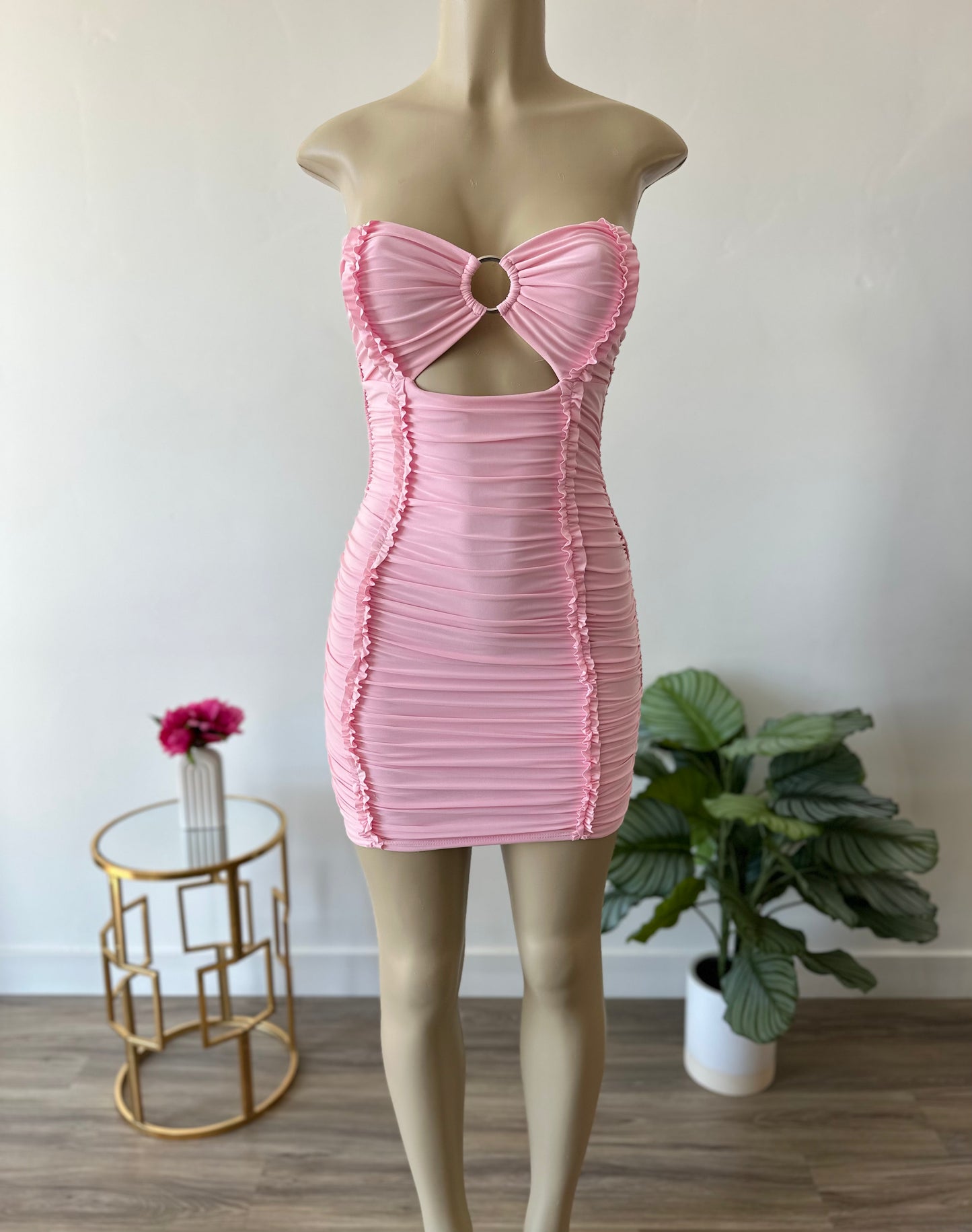 Sleeveless Ruched Mini Dress